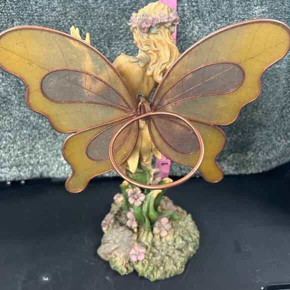 Vintage Fairy Mounted Cast Resin w Wings Tea Light Holder Hand Painted - Picture 8 of 14